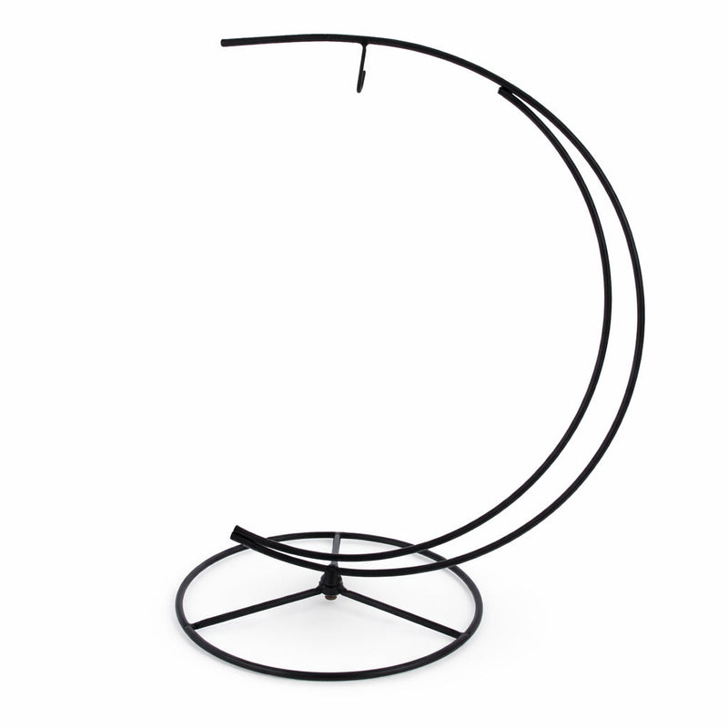 Double Curve Crescent Black Metal Photo Picture Frame and Ornament Display Stand 9.25 Inches
