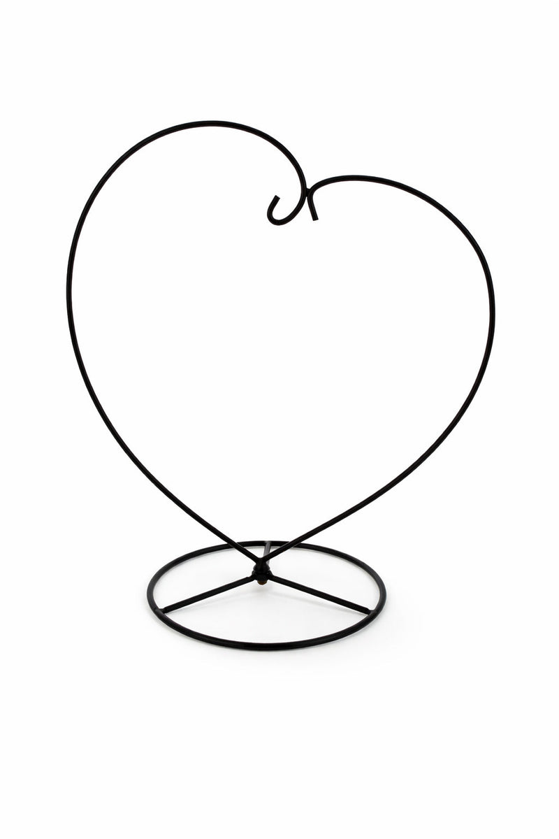 Heart-Shaped Hanging Photo Picture Frame and Black Metal Ornament Stand 9.75 Inches