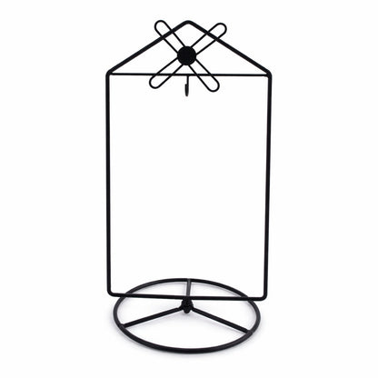 Black Windmill Roof House Hanging Photo Picture Frame and Metal Ornament Stand 10.15 Inches