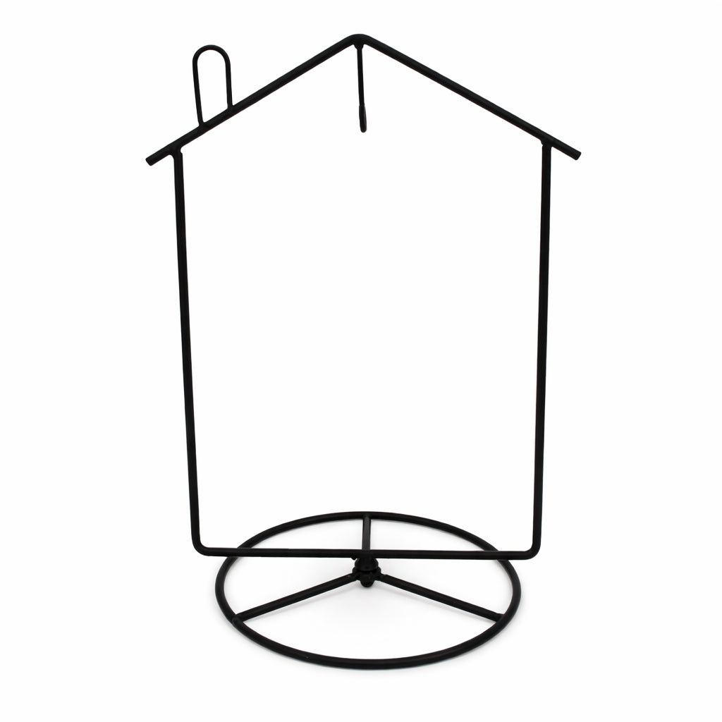 Black House-Shaped Hanging Photo Picture Frame and Metal Ornament Stand 8.7 Inches