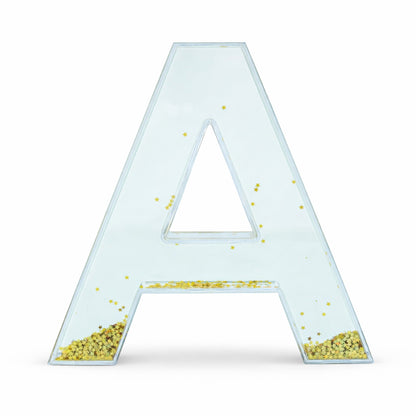 Letter A Glitter-Filled Acrylic Snow Globe