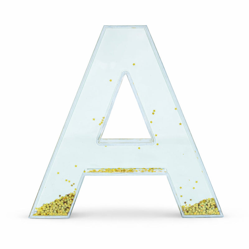 Letter A Glitter-Filled Acrylic Snow Globe