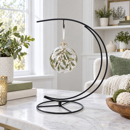 Double Curve Crescent Black Metal Ornament Display Stand 9.25 Inches