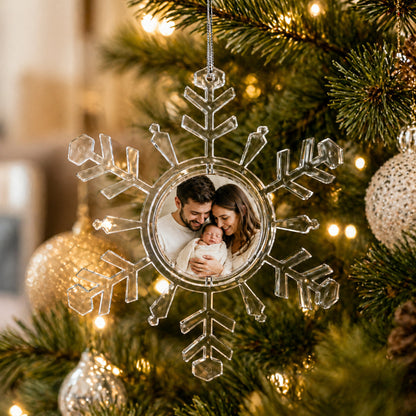 Clear Plastic Christmas Snowflake Frame Ornament