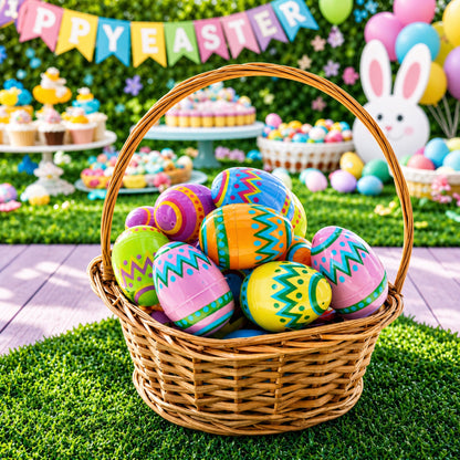 Set of 12 Large Geometric Plastic Easter Eggs 3 Inches