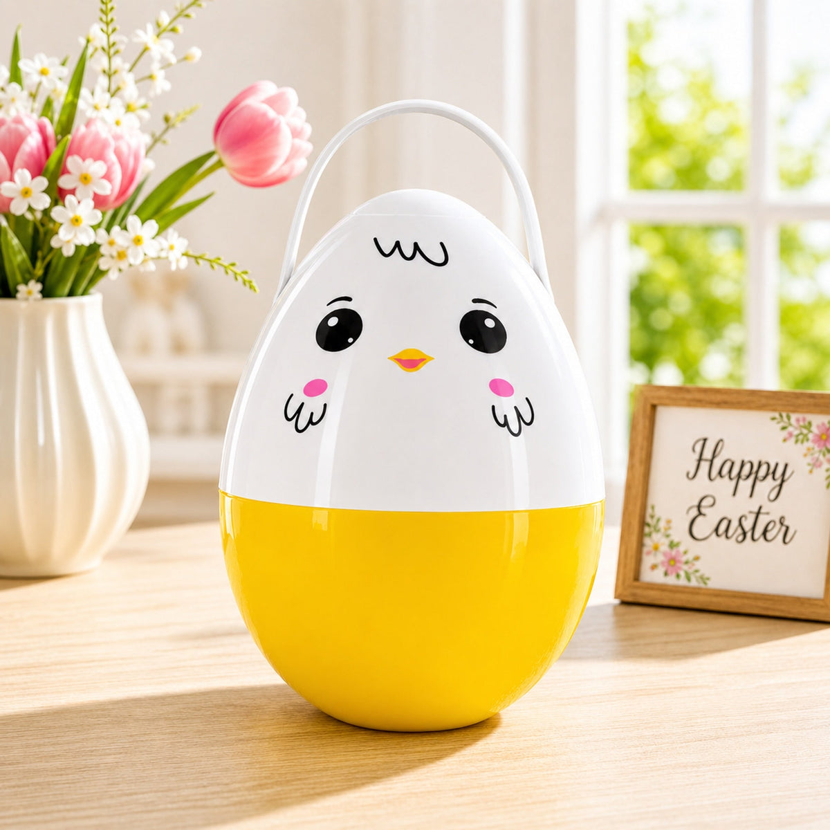 Giant Jumbo Large Size White and Yellow Chick Plastic Easter Egg 10 Inches