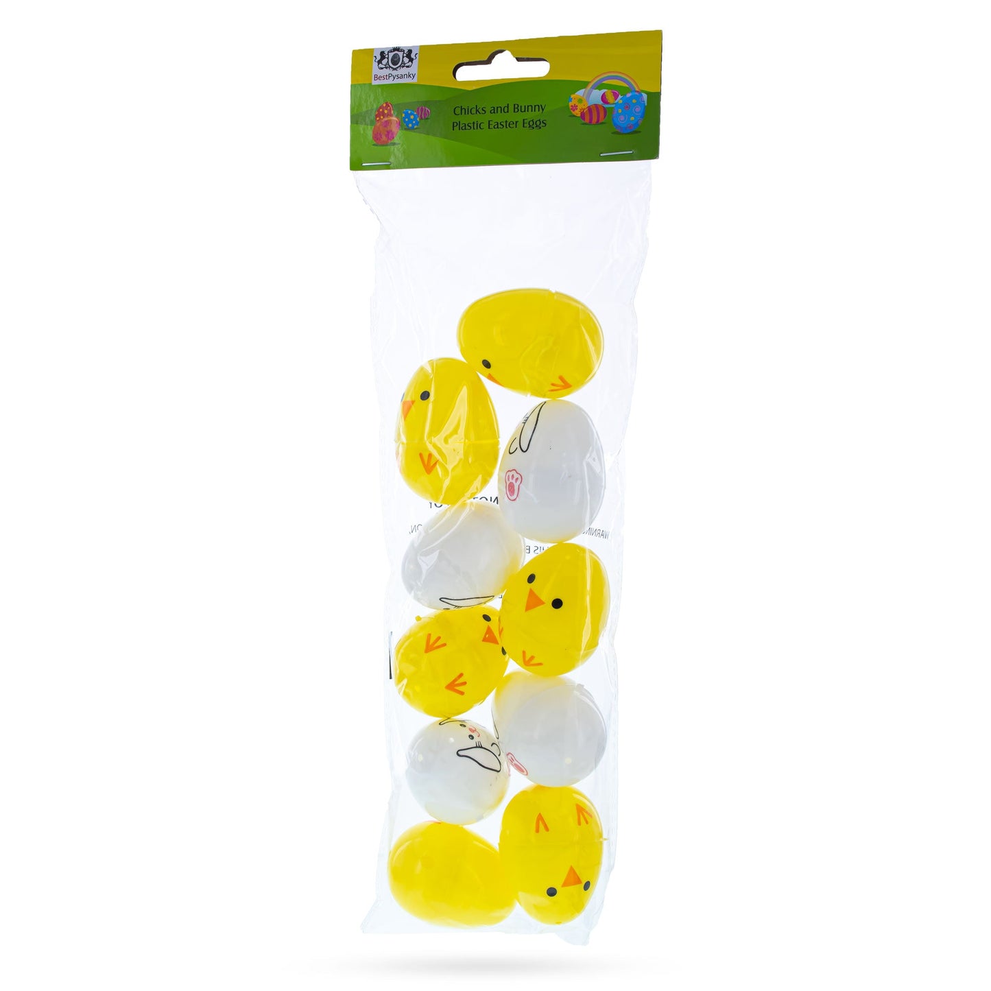 Set of 10 Bunny and Chick Easter Eggs Fillable Plastic Eggs Cute Egg Hunt Party Supplies 2.25 Inches