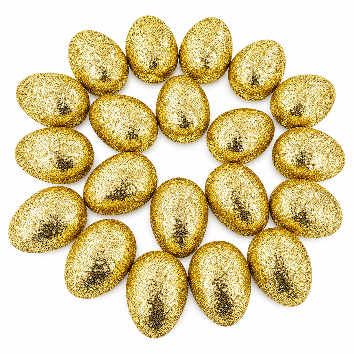 Set of 20 Gold Glittered Fillable Plastic Easter Eggs 2.25 Inches
