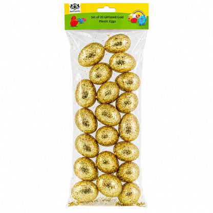 Set of 20 Gold Glittered Fillable Plastic Easter Eggs 2.25 Inches