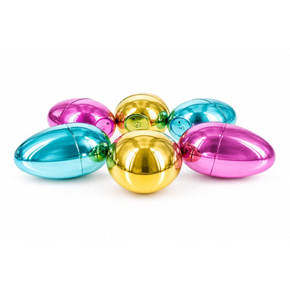 Set of 6 Large Fillable Metallic Plastic Easter Eggs 4 Inches