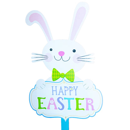 Easter Bunny Yard Sign Happy Easter Outdoor Lawn Decor with Stake Spring Garden Decoration 23.6 Inches Tall