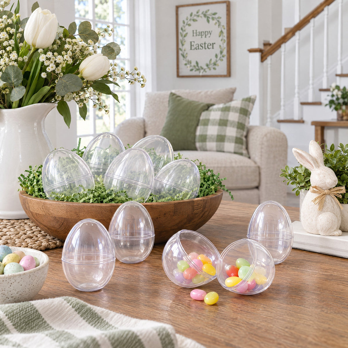 Set of 24 Large Glow in the Dark Easter Eggs Fillable Plastic Eggs for Night Egg Hunt 3.15 Inches
