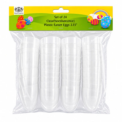 Set of 24 Large Glow in the Dark Easter Eggs Fillable Plastic Eggs for Night Egg Hunt 3.15 Inches