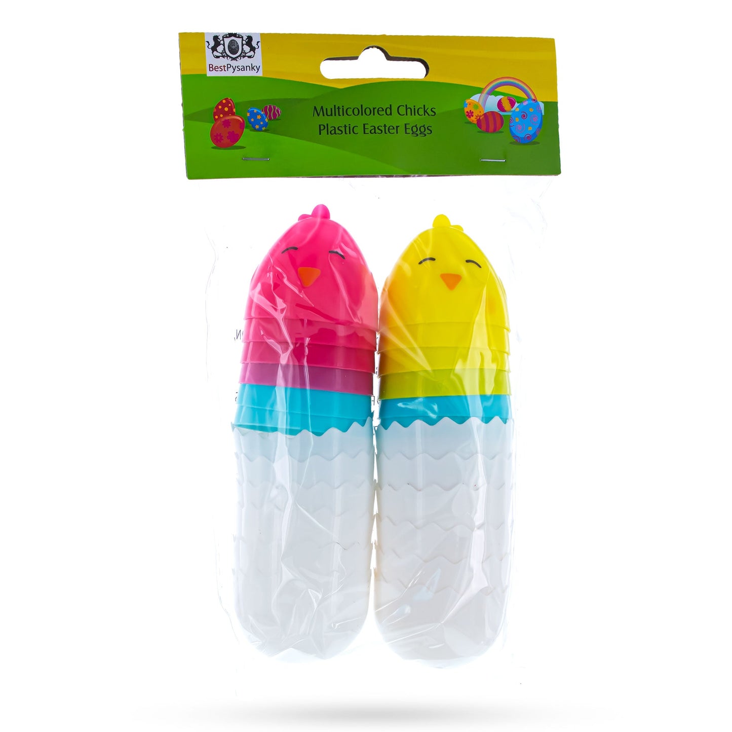 Set of 12 Easter Chick Eggs Fillable Plastic Standing Hatching Eggs Reusable Egg Hunt Set 2.25 Inches