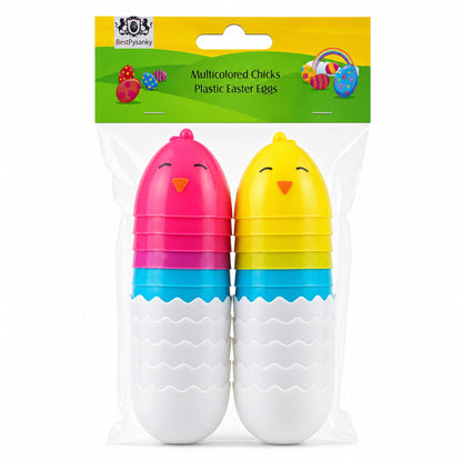 Set of 12 Easter Chick Eggs Fillable Plastic Standing Hatching Eggs Reusable Egg Hunt Set 2.25 Inches