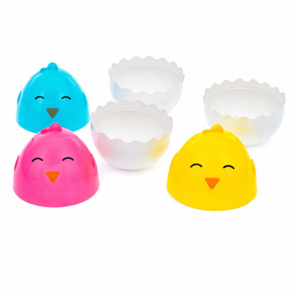 Set of 12 Easter Chick Eggs Fillable Plastic Standing Hatching Eggs Reusable Egg Hunt Set 2.25 Inches