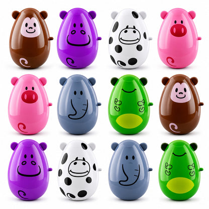 Set of 12 Animal-Themed Plastic Easter Eggs 2.25 Inches