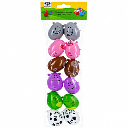 Set of 12 Animal-Themed Plastic Easter Eggs 2.25 Inches
