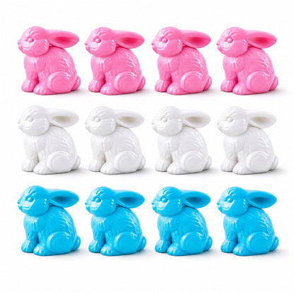 Set of 12 Multicolored Bunnies Fillable Plastic Easter Eggs
