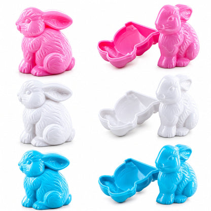 Set of 12 Multicolored Bunnies Fillable Plastic Easter Eggs