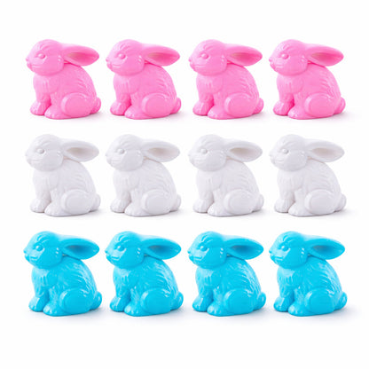 Set of 12 Multicolored Bunnies Fillable Plastic Easter Eggs
