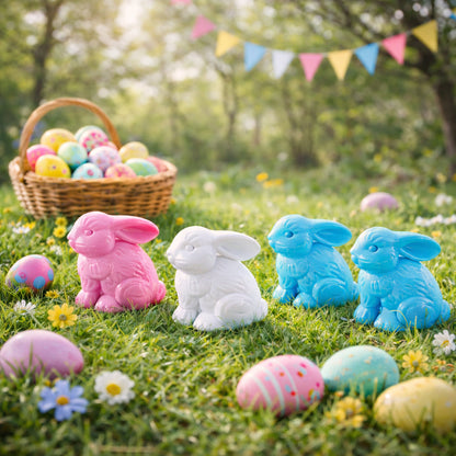Set of 12 Multicolored Bunnies Fillable Plastic Easter Eggs