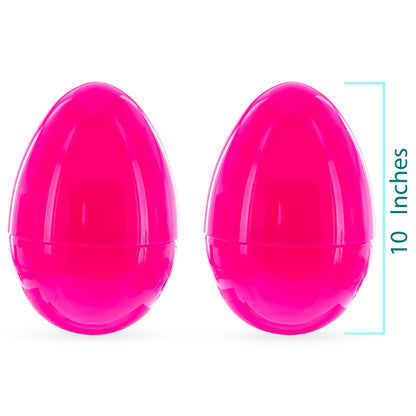 Set of 2 Pink Jumbo Plastic Easter Eggs Giant Fillable Large Size 10 Inches