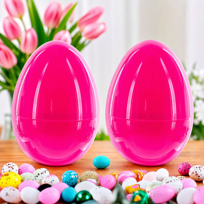 Set of 2 Pink Jumbo Plastic Easter Eggs Giant Fillable Large Size 10 Inches