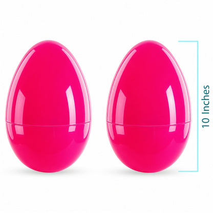 Set of 2 Pink Jumbo Plastic Easter Eggs Giant Fillable Large Size 10 Inches