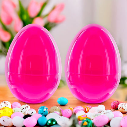 Set of 2 Pink Jumbo Plastic Easter Eggs Giant Fillable Large Size 10 Inches