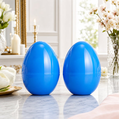 Set of 2 Blue Giant Jumbo Large Size Fillable Plastic Easter Eggs 10 Inches