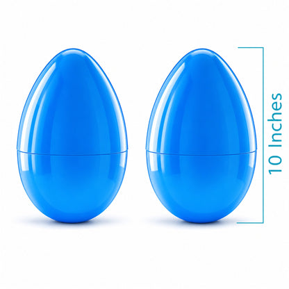 Set of 2 Blue Giant Jumbo Large Size Fillable Plastic Easter Eggs 10 Inches