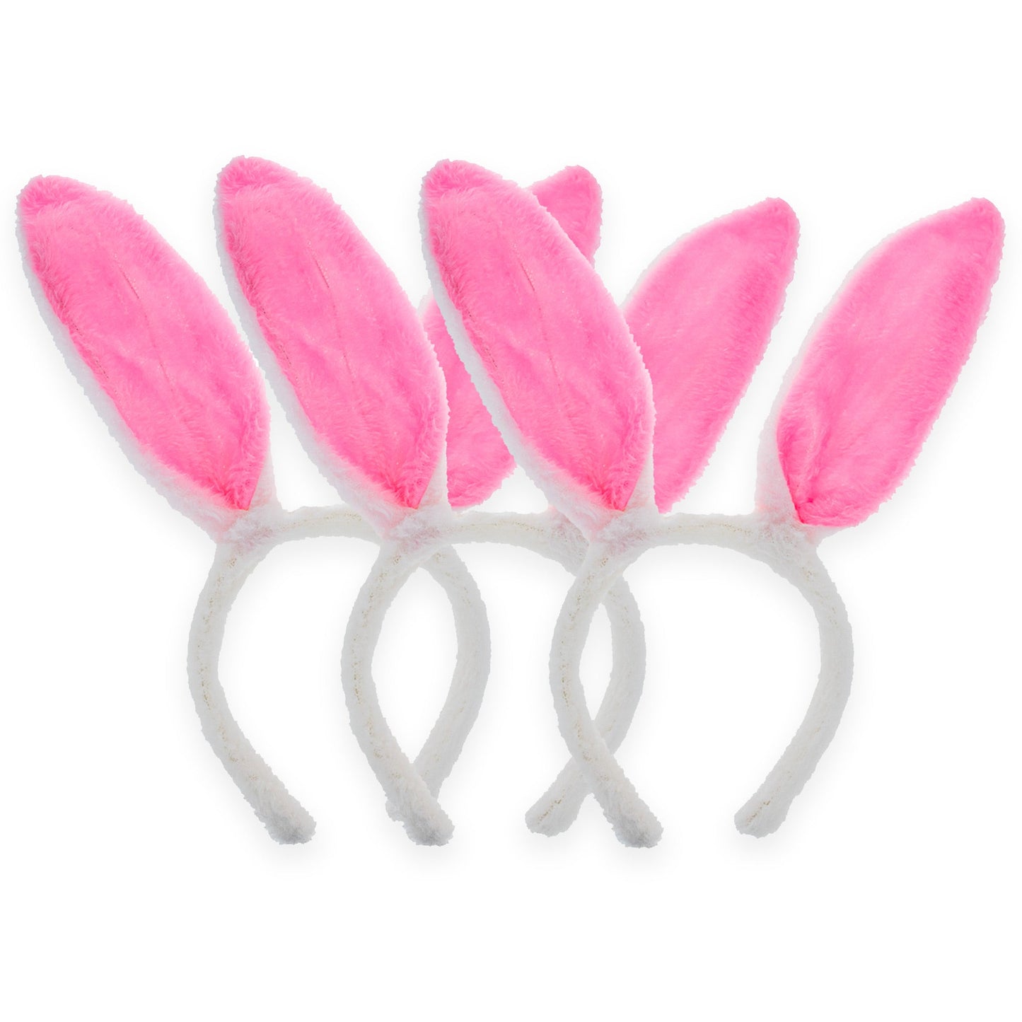Set of 3 Costume Bunny Ear Headbands in Bright Pink, Each 11.7 Inches
