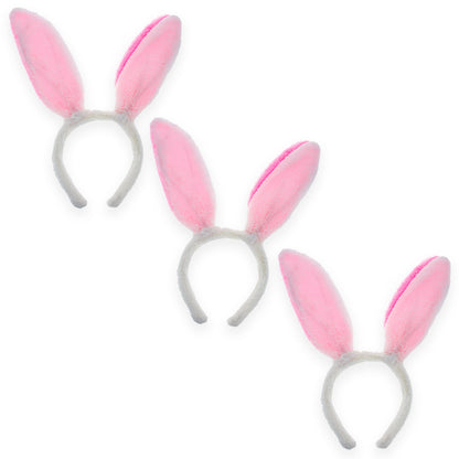 Set of 3 Costume Bunny Ear Headbands in Bright Pink, Each 11.7 Inches