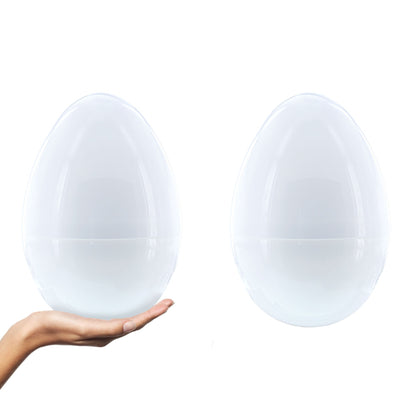 Set of 2 White Large  Jumbo  Giant Fillable Plastic Easter Eggs 10 Inches