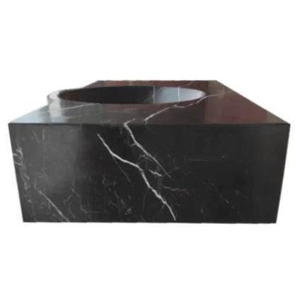 Black Marble Wall Mount Bathroom Sink 17 X 30 Floating Handcrafted Rectangular