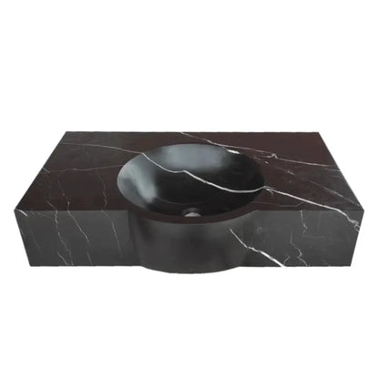 Black Marble Wall Mount Bathroom Sink 17 X 30 Floating Handcrafted Rectangular