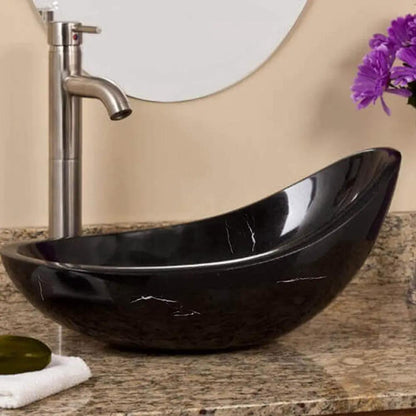 Handcrafted White Turkish Marble Asymmetric Vessel Bathroom Sink