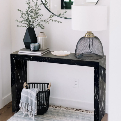 Black Marble Rectangular Console - Polished 40 Wide 12 Deep 30