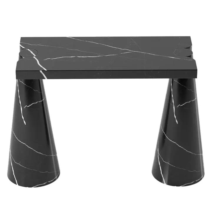 Black Marble Designer Console Table - Polished Cone Shape Legs