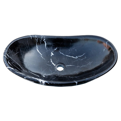 Black Turkish Marble Handcrafted Vessel Bathroom Sink - Above Counter Vanity Design