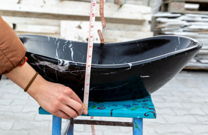 Black Turkish Marble Handcrafted Vessel Bathroom Sink - Above Counter Vanity Design
