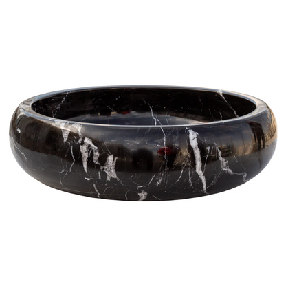 Natural Stone Toros Black Marble Vessel Sink Bowl Polished (D)16" (H)5"