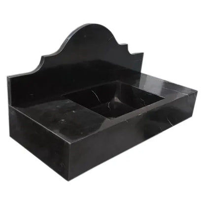 Black Marble Wall Mount Bathroom Sink Polished Backsplash 15 X 33 Inch