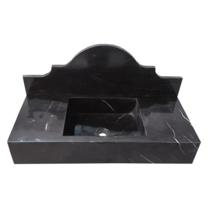 Black Marble Wall Mount Bathroom Sink Polished Backsplash 15 X 33 Inch