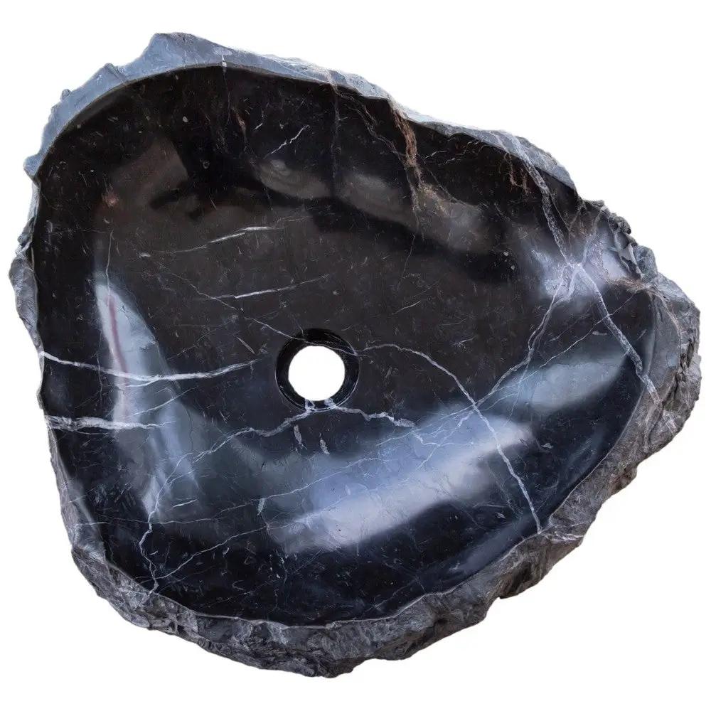 Handcrafted Black Marble Vessel Sink Natural Stone Bathroom Basin