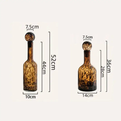 Tortoiseshell leopard print glass vase living room decor accessory