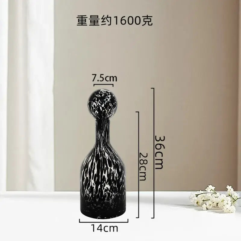 Tortoiseshell leopard print glass vase living room decor accessory