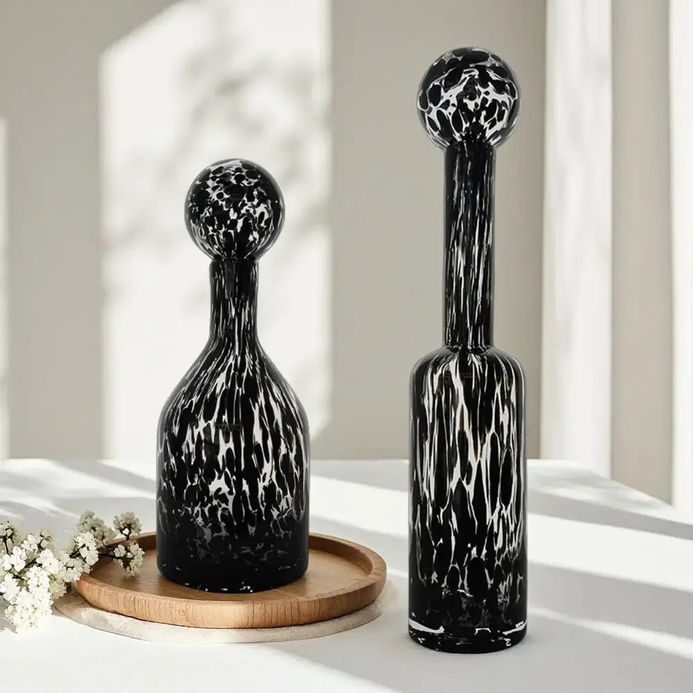 Tortoiseshell leopard print glass vase living room decor accessory