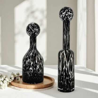 Tortoiseshell leopard print glass vase living room decor accessory
